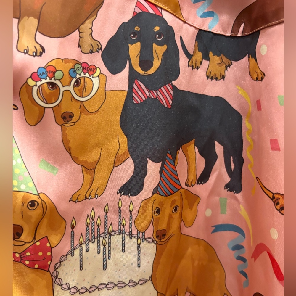 NWOT Karen Mabon Hot Dog Dachshund Birthday Pajama Top Women’s Small - Picture 3 of 10
